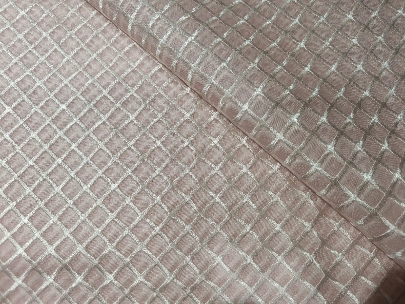 100 % Silk Organza Embroidery Plaid Semi Sheer Fabric 44" wide available in three colors[12306]