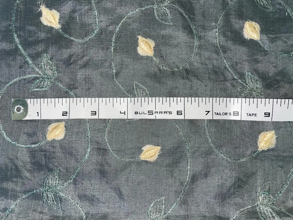 100% SILK ORGANZA FABRIC embroidered 44" wide [3206]