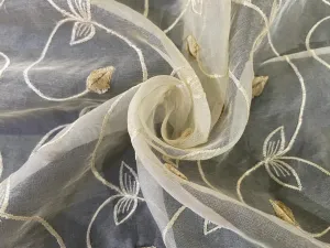 100% SILK ORGANZA FABRIC embroidered 44" wide [3206]