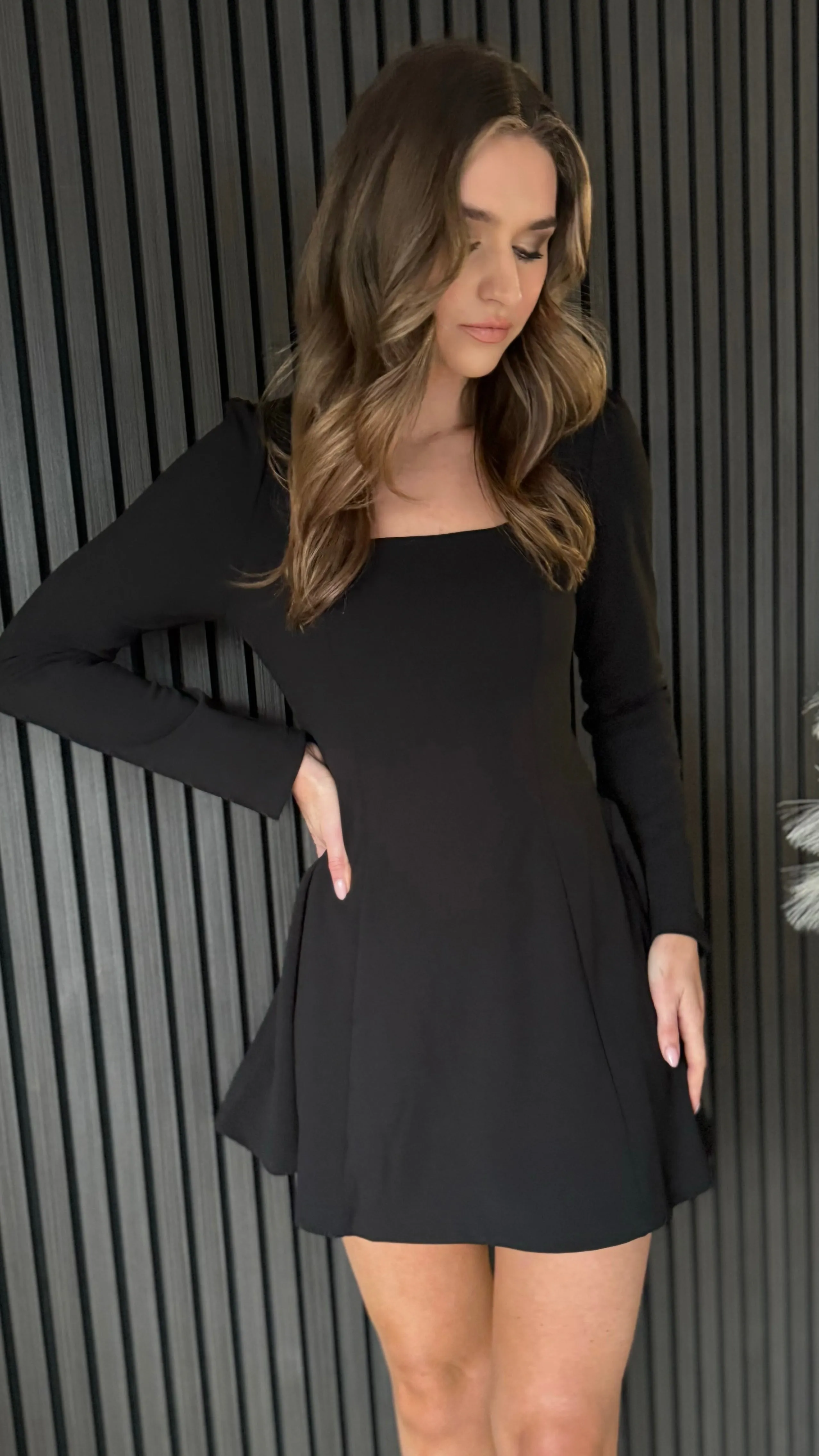 Alysse Black Square Neck Mini Dress