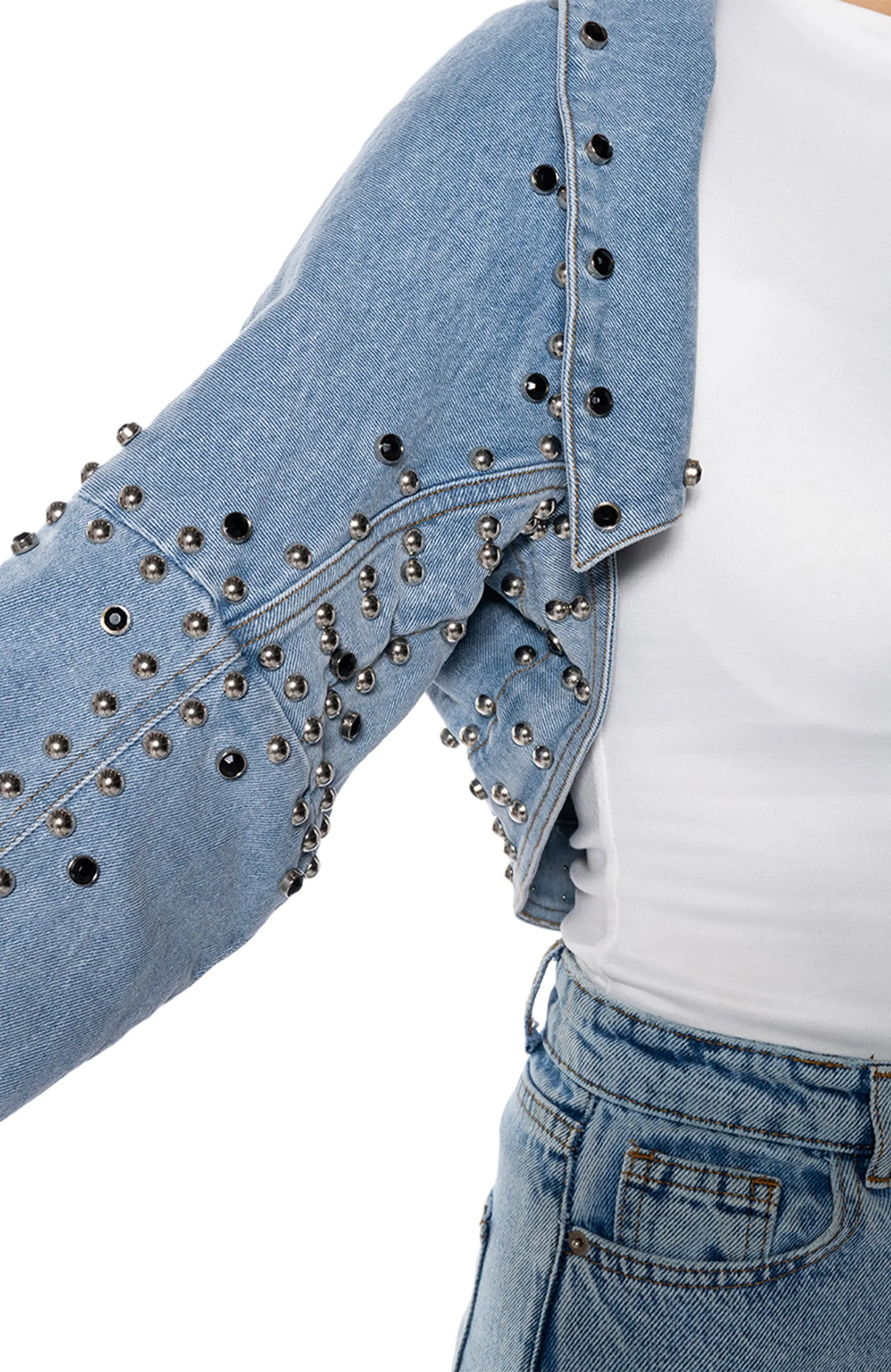 ALYX-DENIM DRAPED STUDDED JACKET