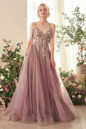 ANDREA & LEO A1419 English Violet A-Line Layered Tulle Gown Of Whimsy