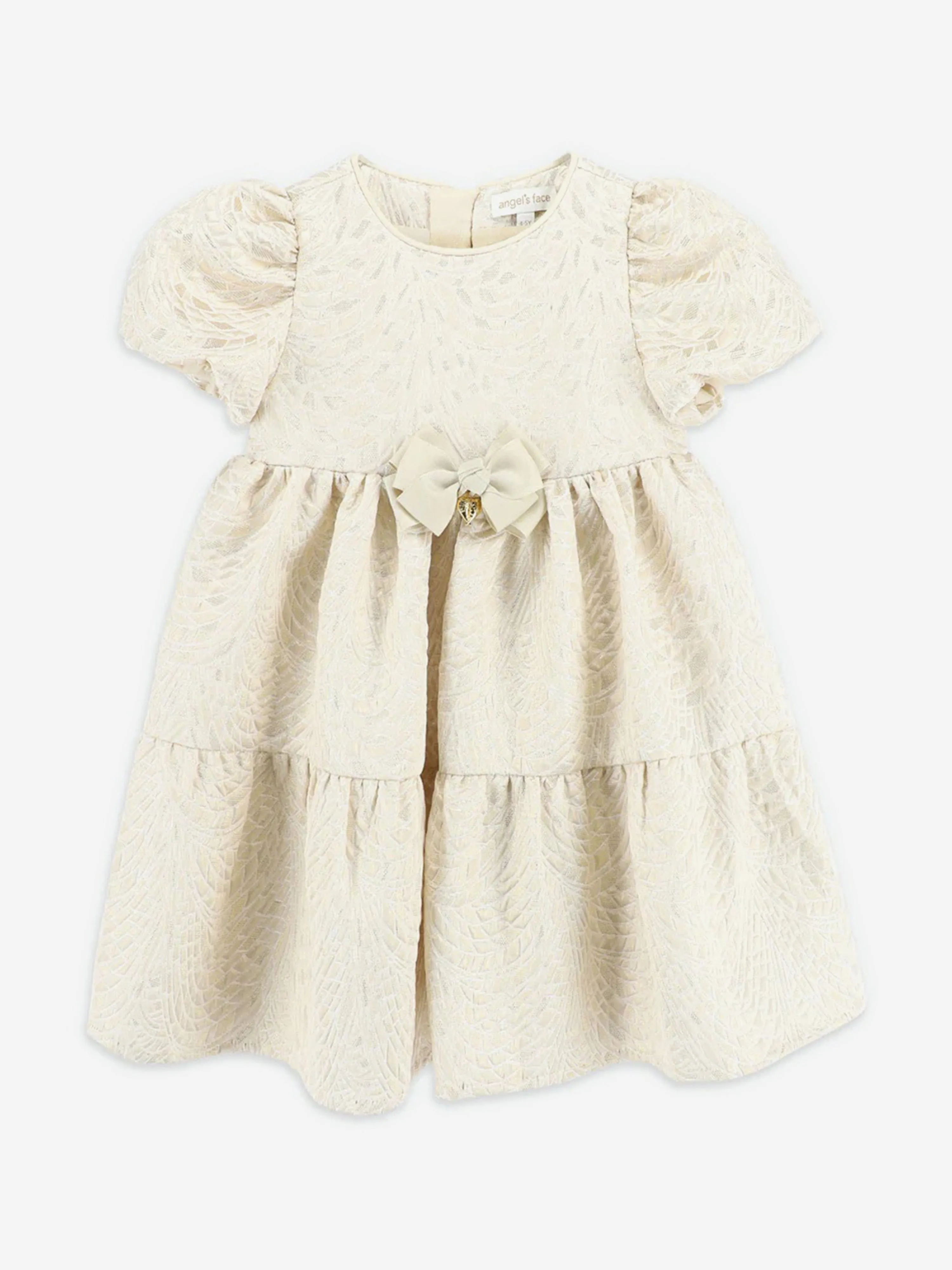 Angels Face Girls Jordan Deco Jacquard Tiered Dress in Gold