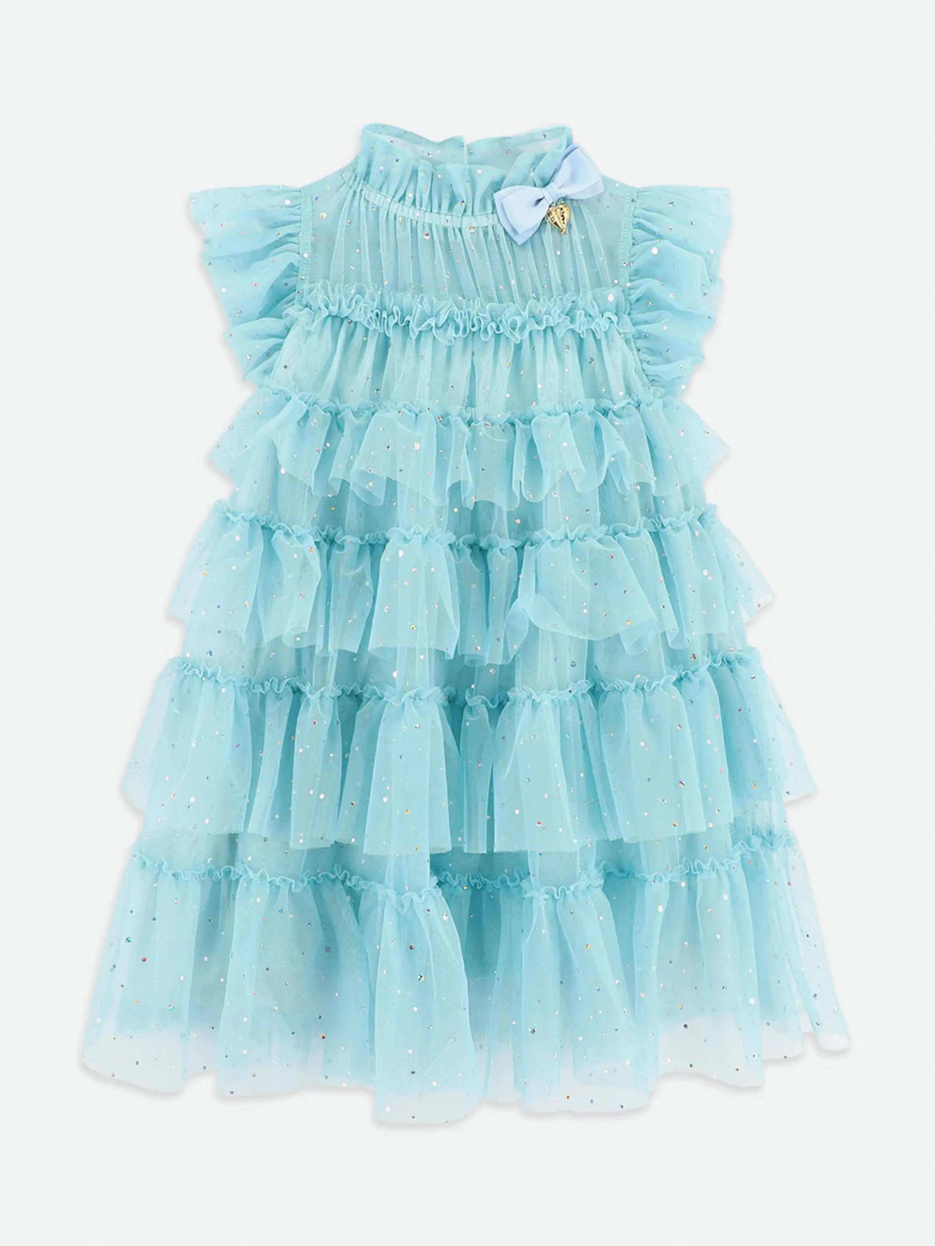 Angels Face Girls Mitzi Sparkle Tiered Dress in Blue