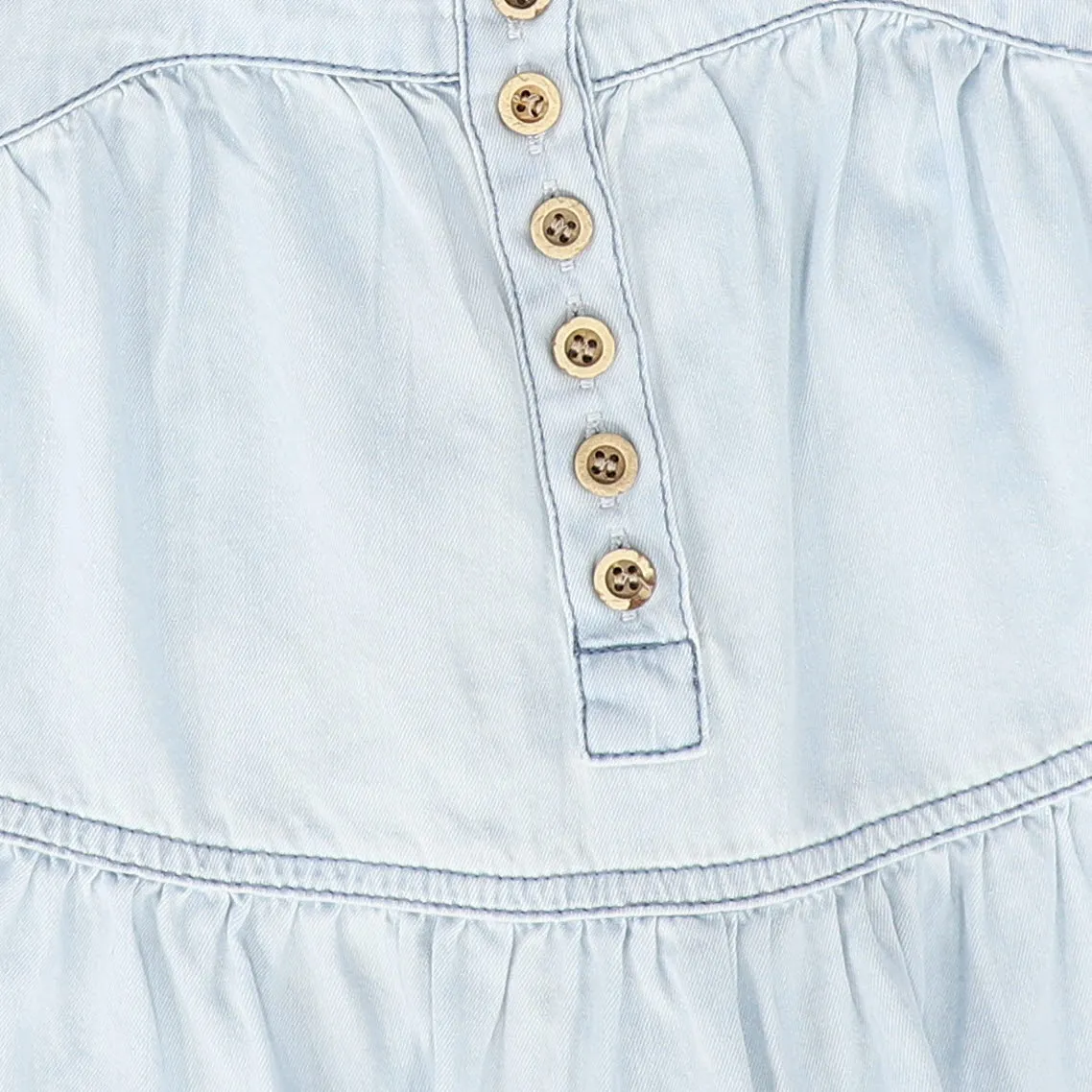 BAMBOO LIGHT BLUE DENIM BUTTON TIERED JUMPER [FINAL SALE]