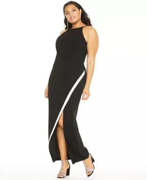 BCX Trendy Rhinestone Bias Slit Gown