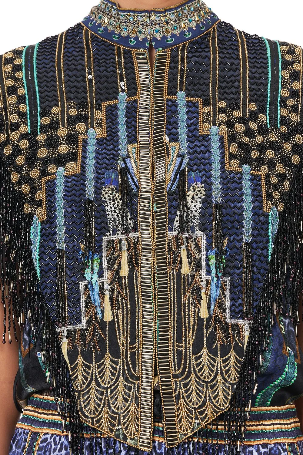 BEADED GILET DRIPPING IN DECO