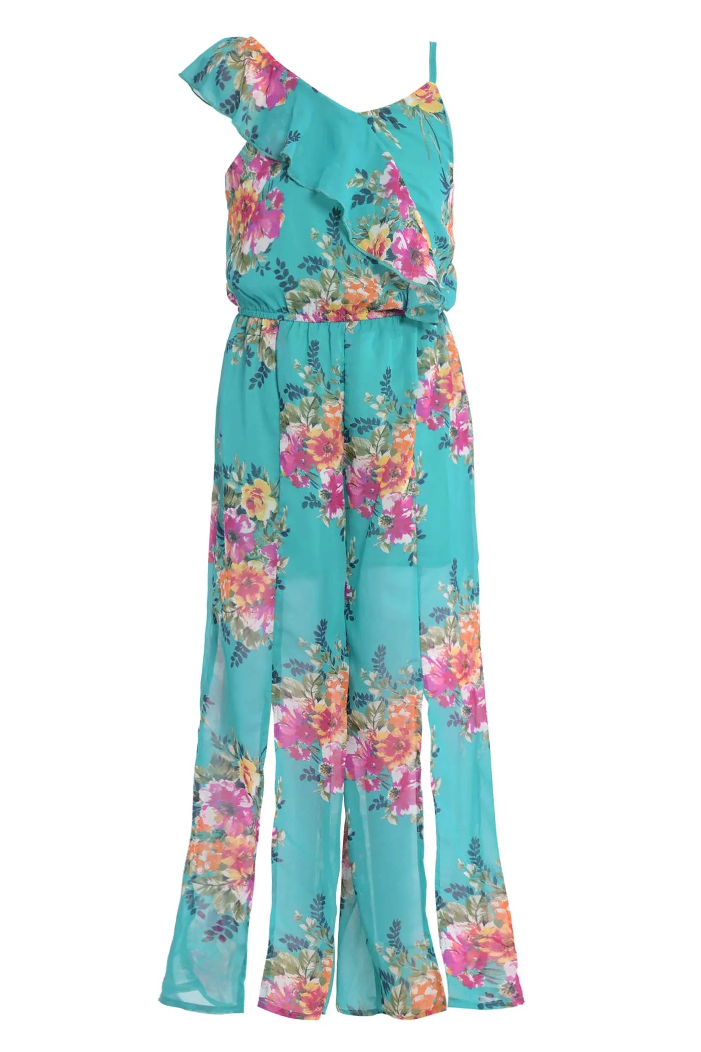 Big Girls | Tween Girls Floral Print Ruffle Jumpsuit