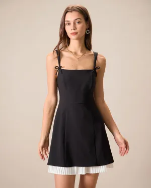 Black Contrasting Bowknot Slip Mini Dress