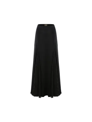 Black Lace Split Mid-Length Skirt