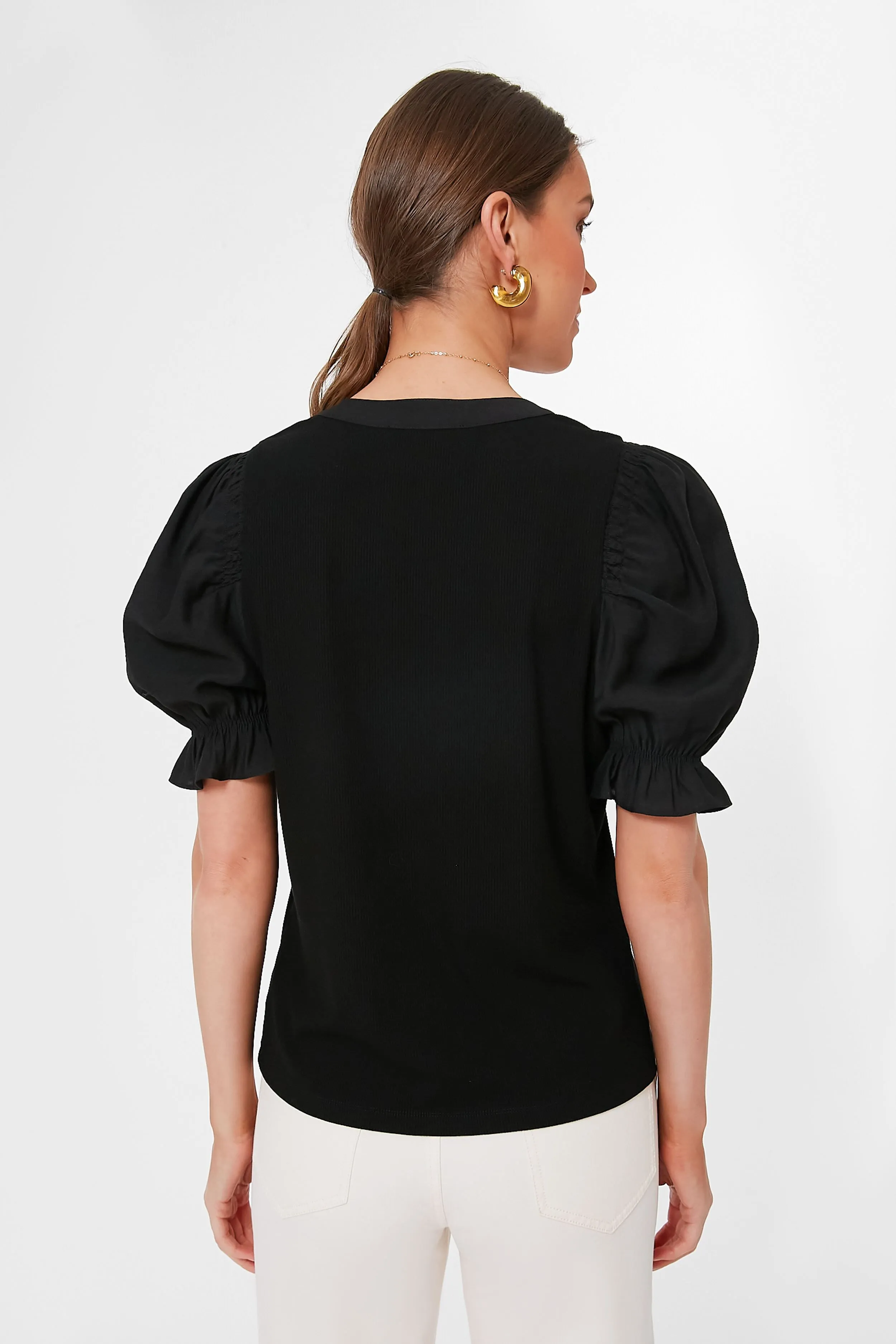 Black Livia Puff Sleeve Top