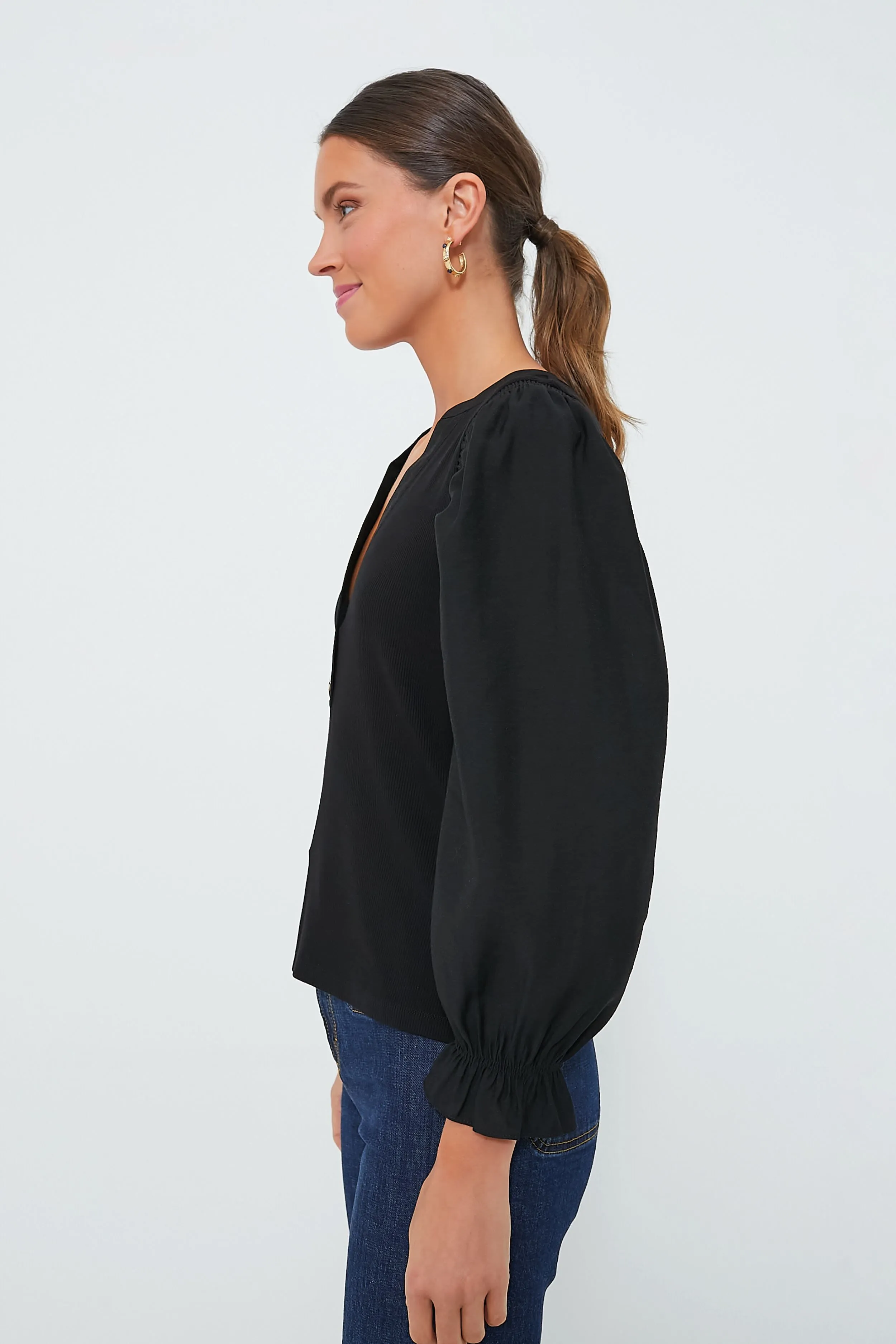 Black Long Sleeve Livia Puff Sleeve Top