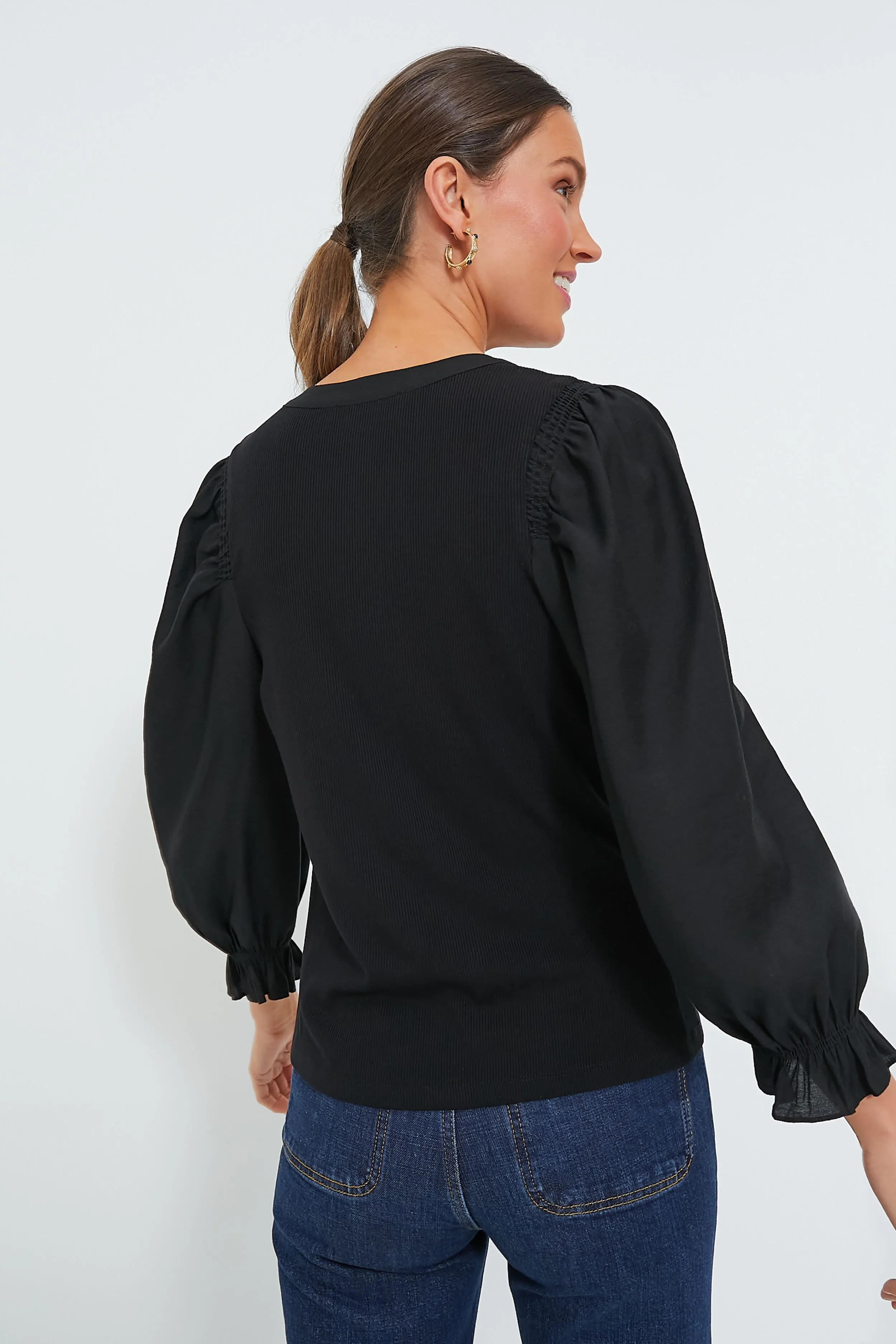 Black Long Sleeve Livia Puff Sleeve Top