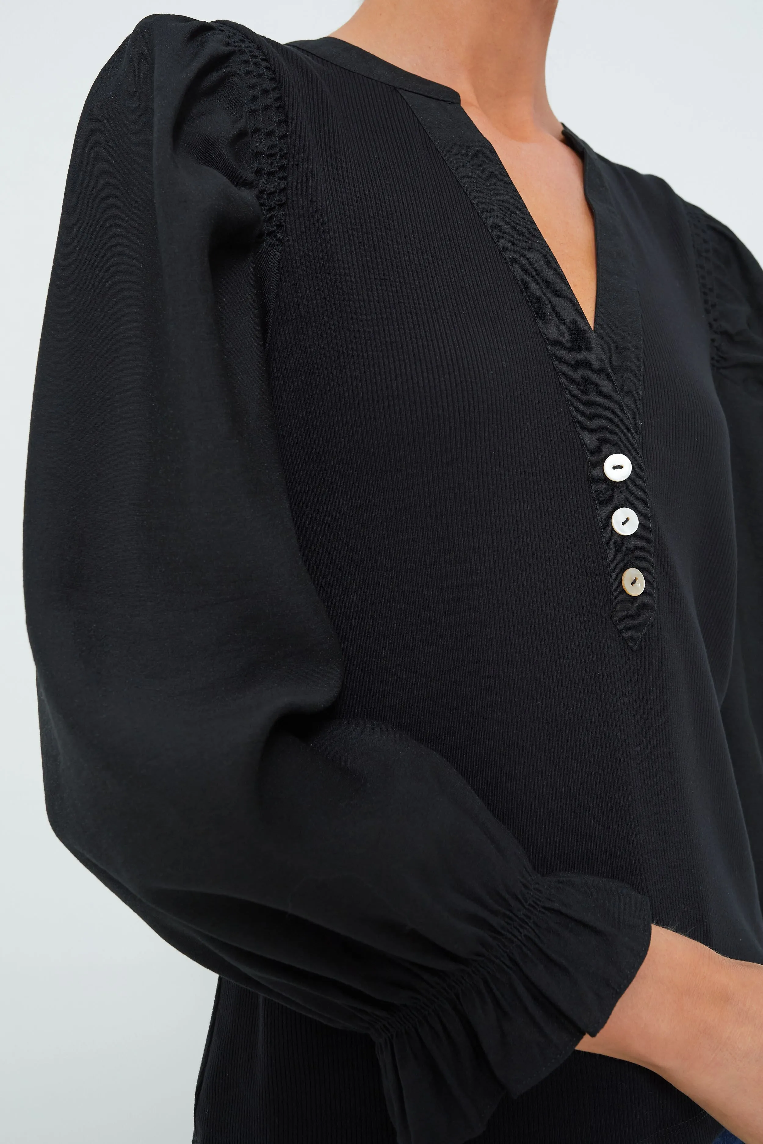 Black Long Sleeve Livia Puff Sleeve Top