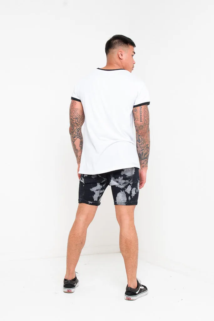 Black Tie Dye Skinny Fit Shorts