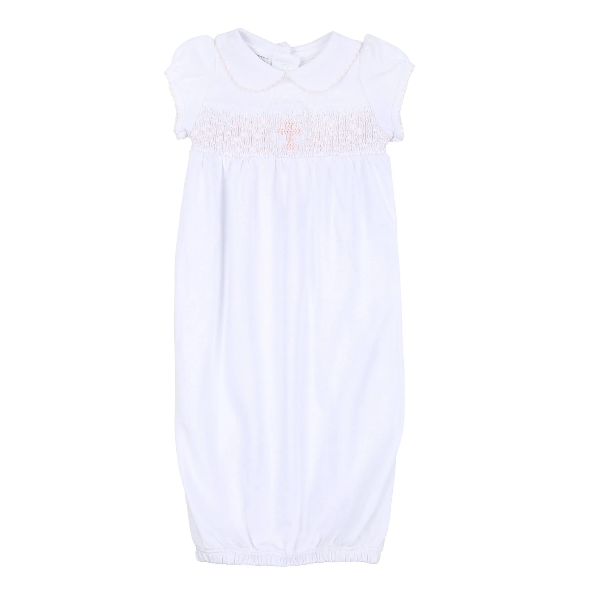 Blessed Smocked Short Sleeve Gown - Pink