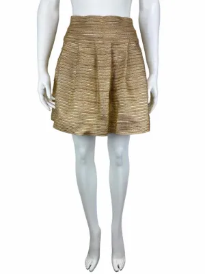 Bloomingdale's Aqua Women's Metallic Elastic Mini Skirt Gold Size S