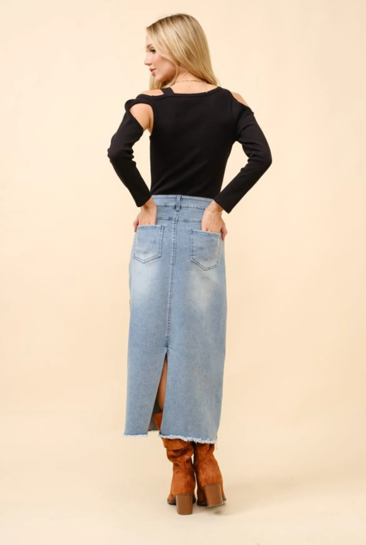 Blue B Embroidered Western Detail Denim Skirt