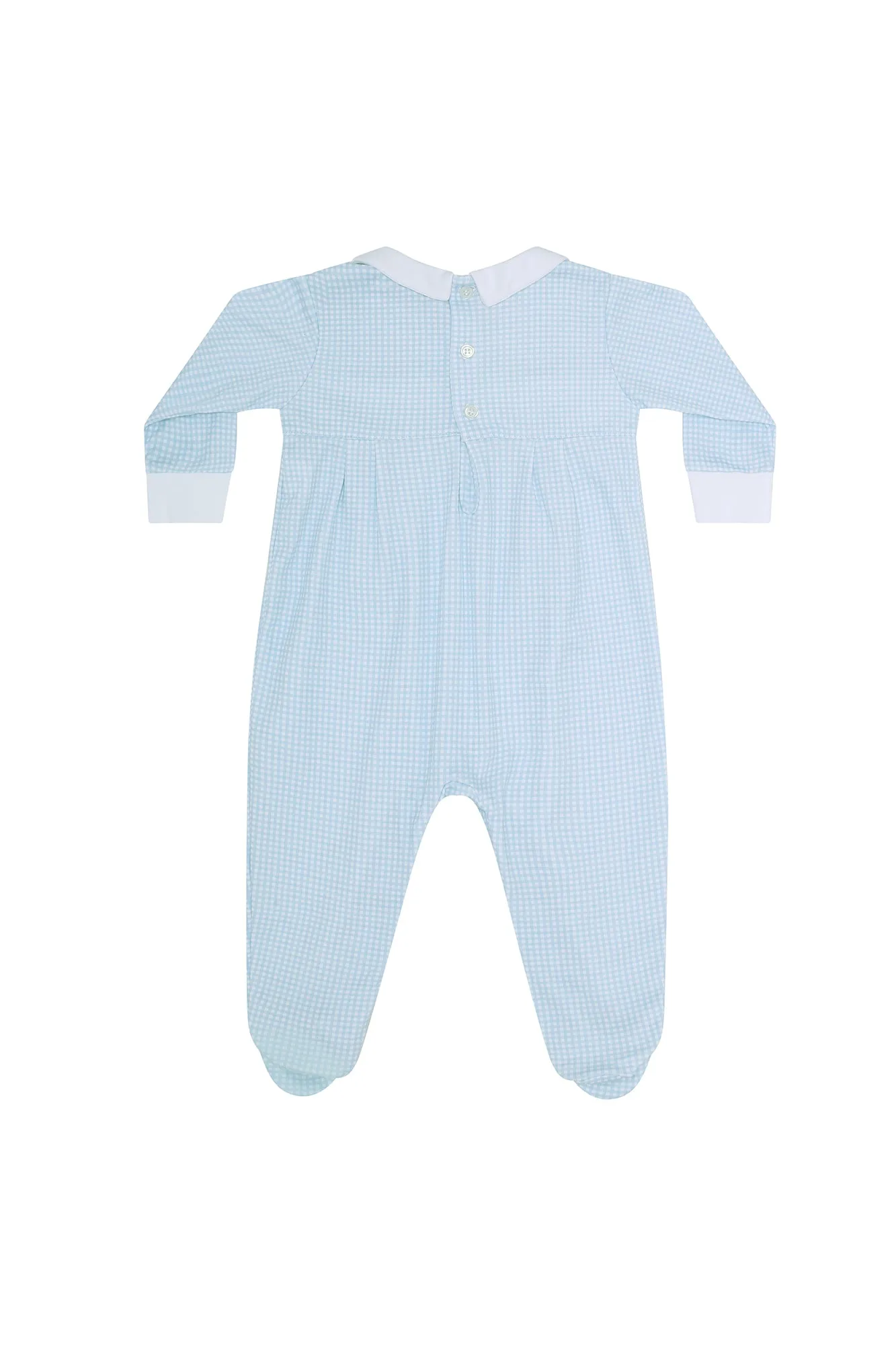 Blue Gingham Smocked Footie