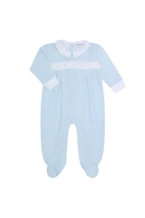 Blue Gingham Smocked Footie