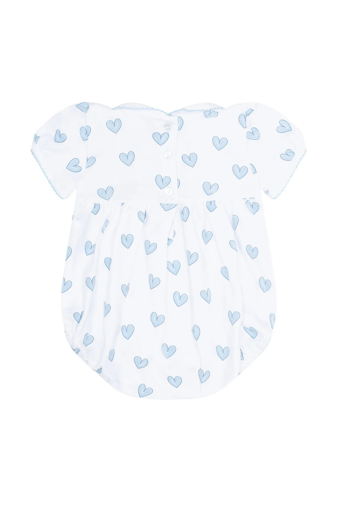 Blue Heart Print Smocked Bubble