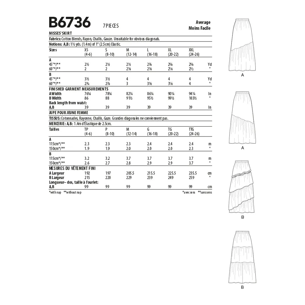 Butterick Pattern B6736 Misses' Skirts