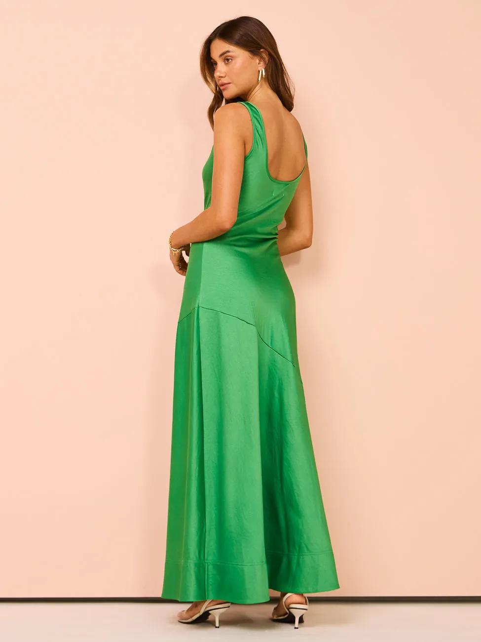 By Nicola Beneath The Stars Bias Cut Slip Dress in Verde