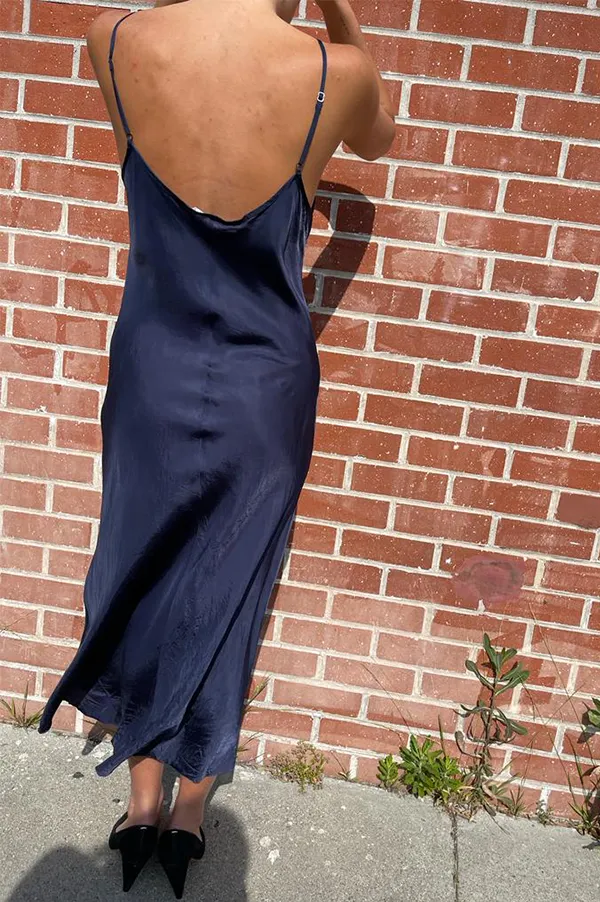 Calf-Length Bias Long Slip in Navy