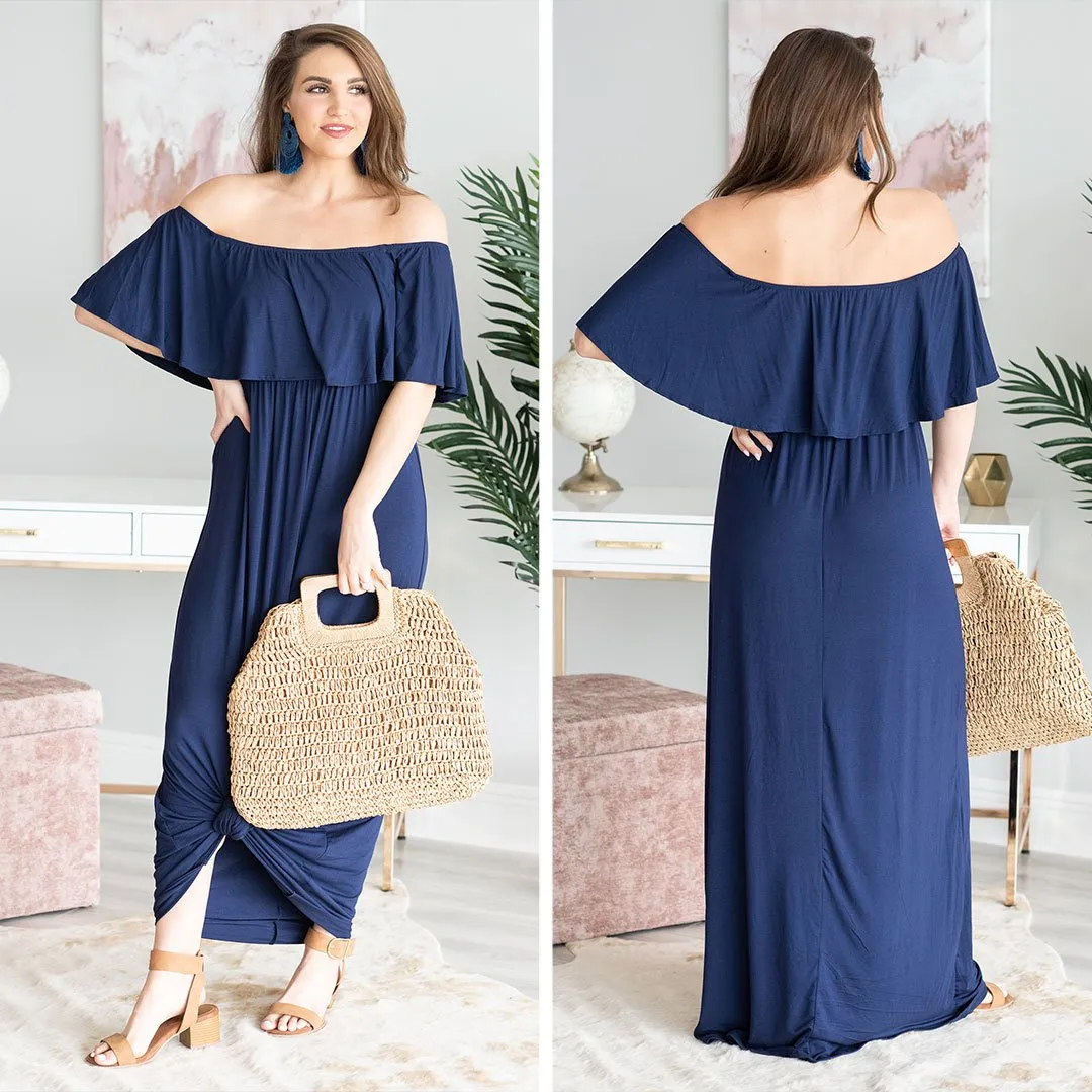 Can You Believe It Maxi Dress, Navy