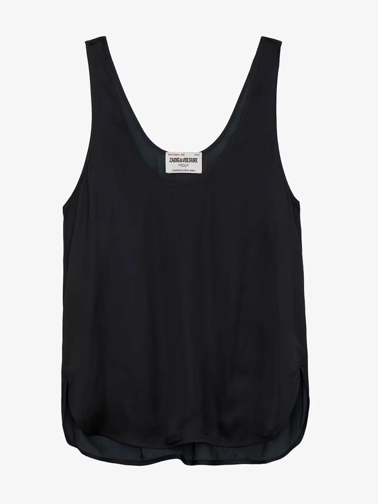 Carys Satin Tank in Noir