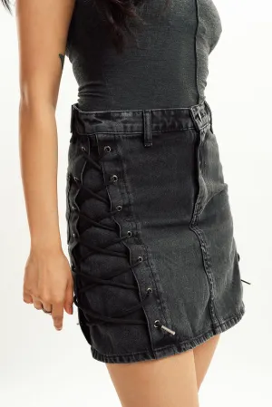 Charcoal String Up Skirt