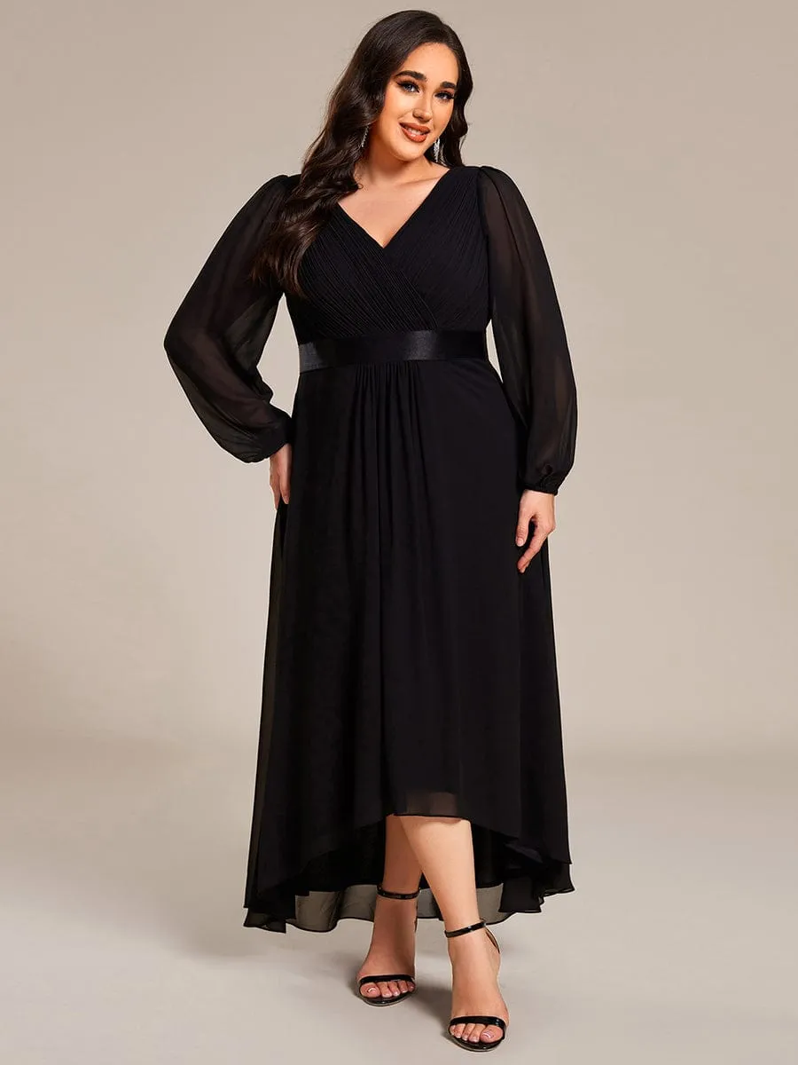 Chiffon Long Sleeve Empire Waist Midi Evening Dress