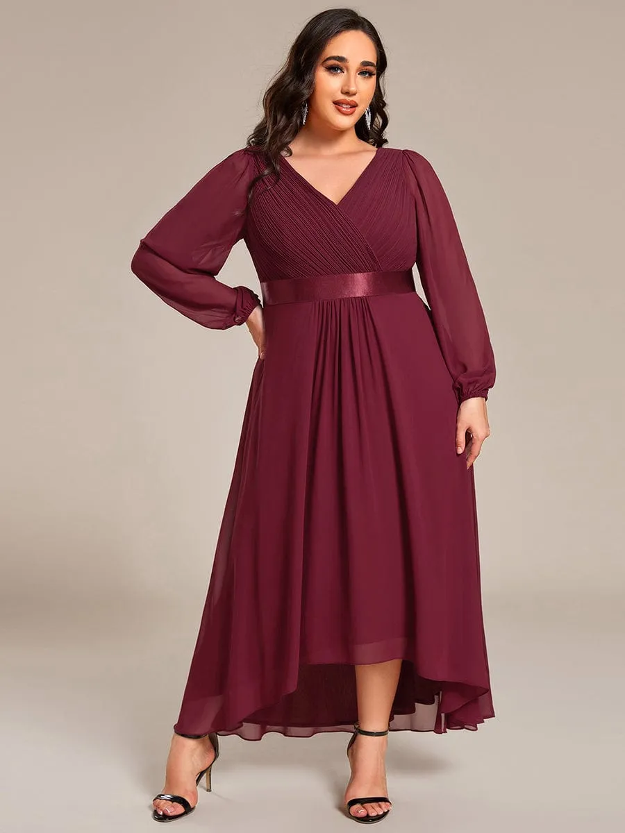 Chiffon Long Sleeve Empire Waist Midi Evening Dress