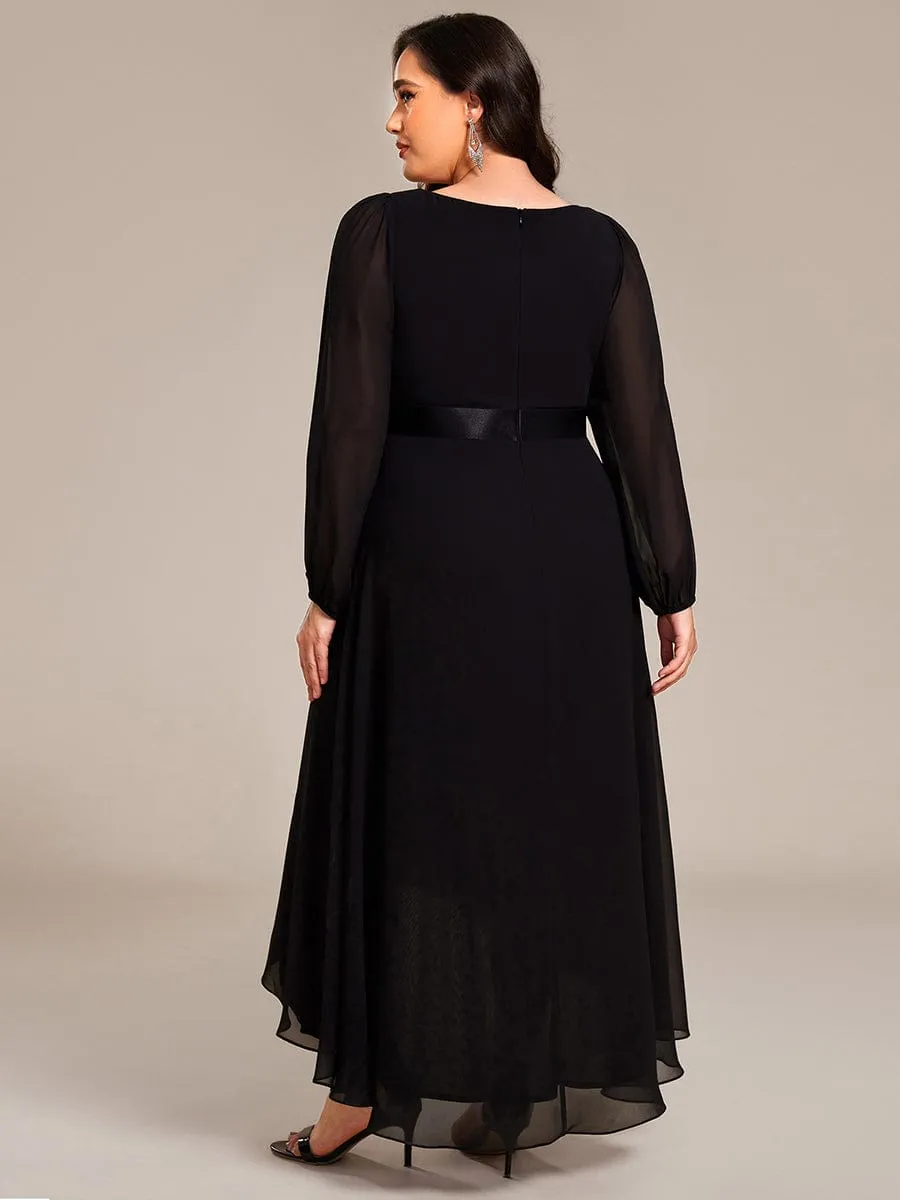 Chiffon Long Sleeve Empire Waist Midi Evening Dress