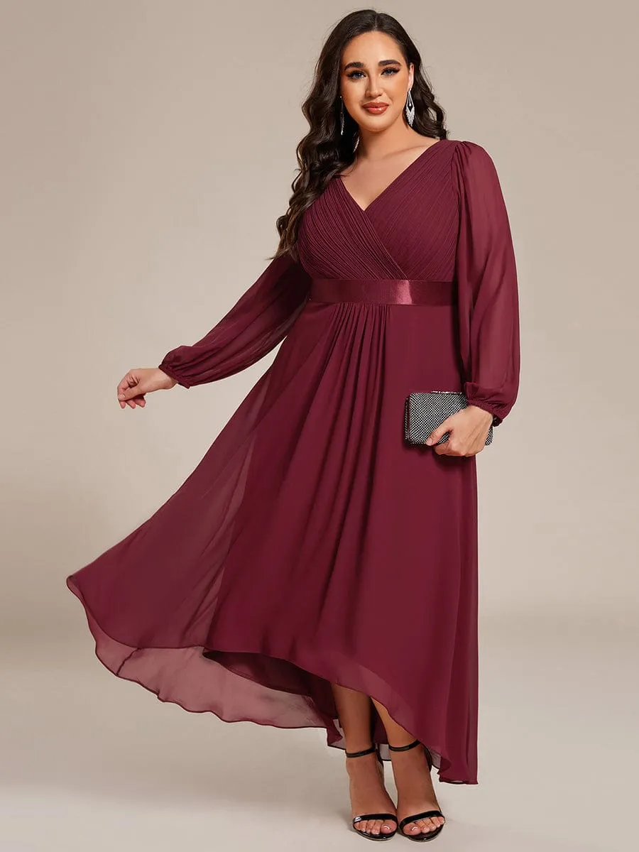 Chiffon Long Sleeve Empire Waist Midi Evening Dress