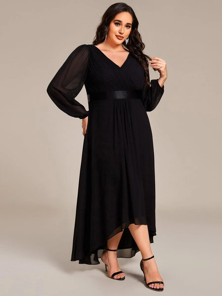 Chiffon Long Sleeve Empire Waist Midi Evening Dress