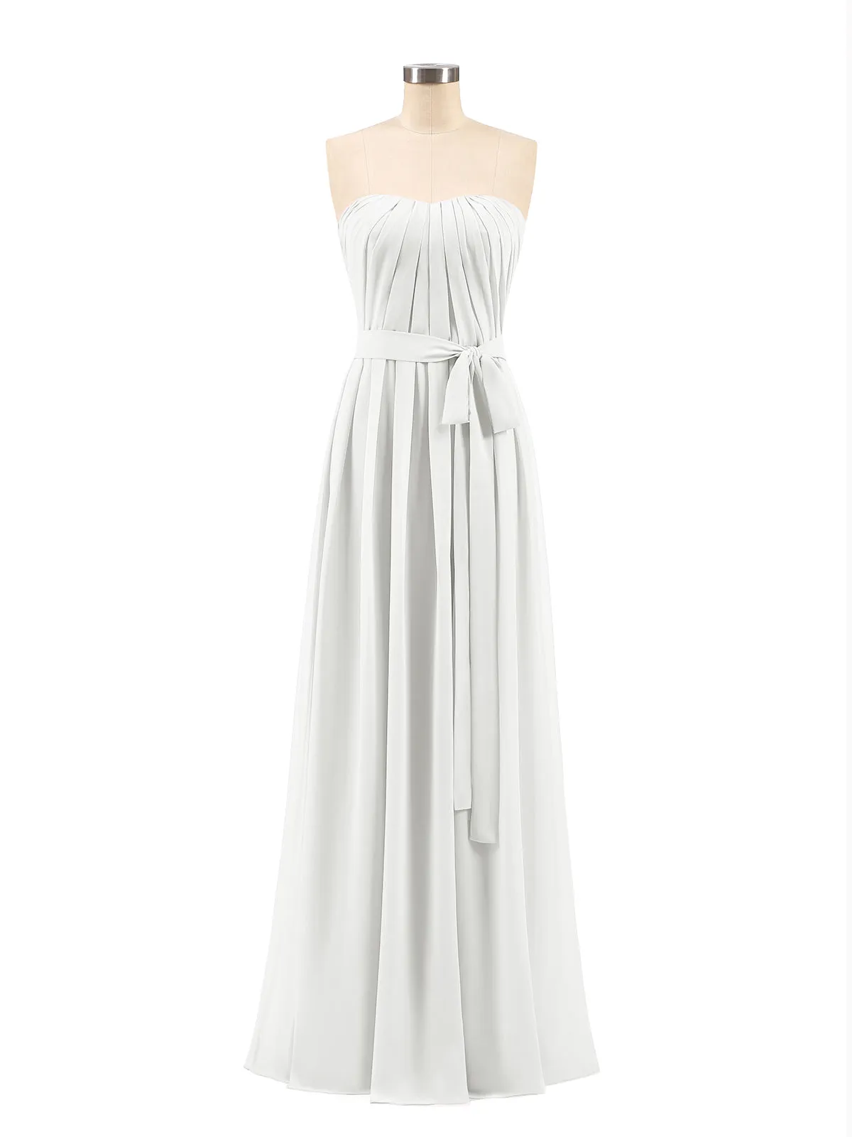 Chiffon Strapless Bridesmaid Gown with Sash-Ivory