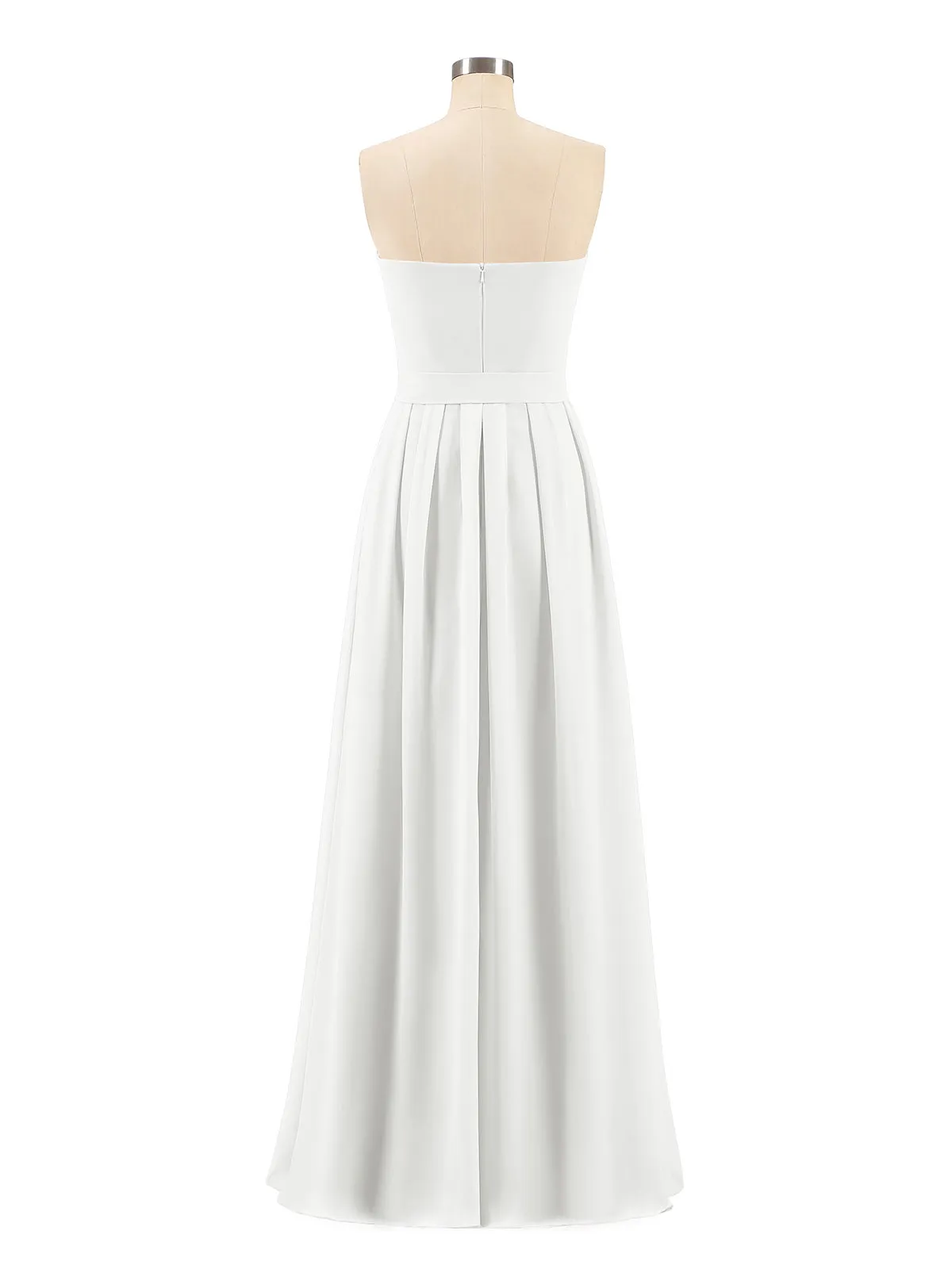 Chiffon Strapless Bridesmaid Gown with Sash-Ivory