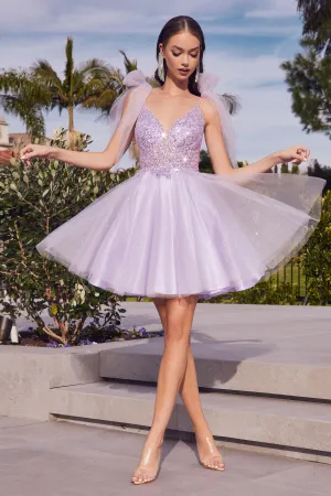 CINDERELLA DIVINE CD0174 Short Embellished A-Line Tulle Dress