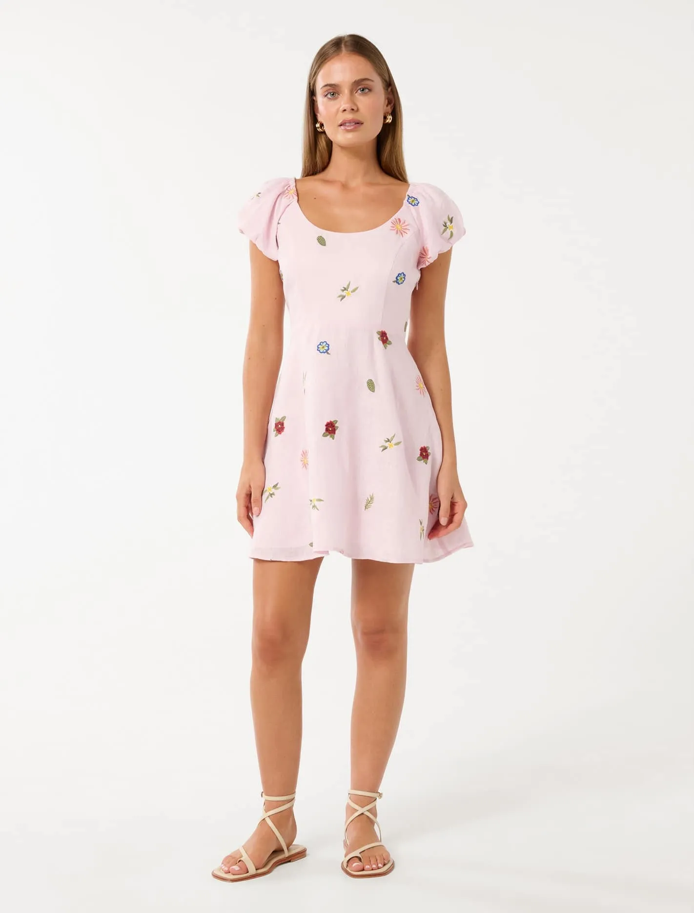 Clara Embroidered Linen Mini Dress