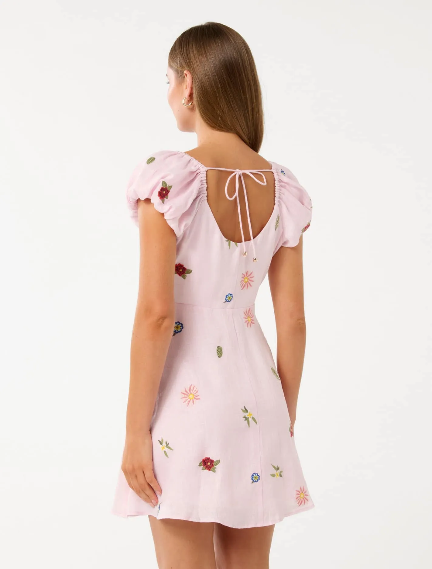 Clara Embroidered Linen Mini Dress