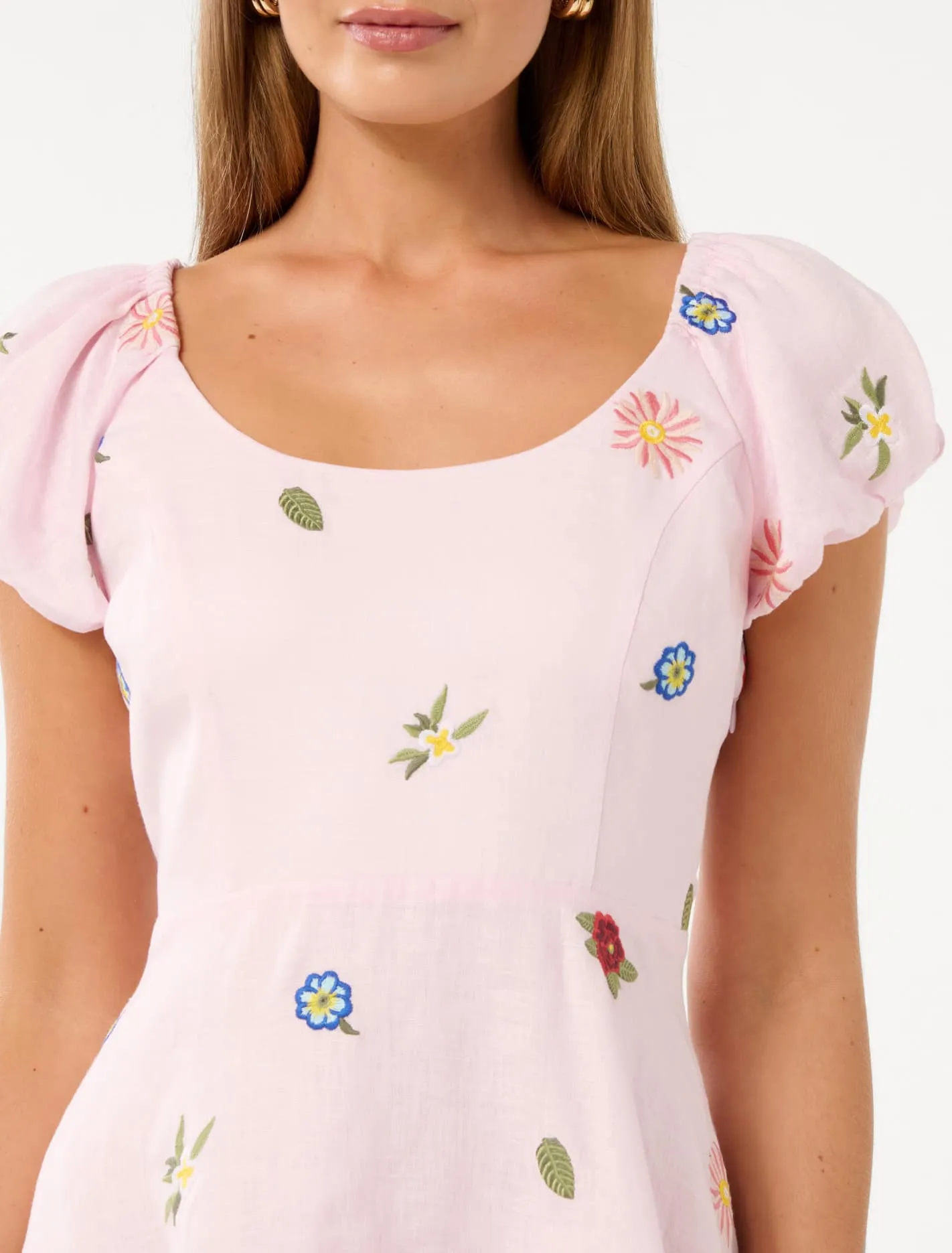 Clara Embroidered Linen Mini Dress