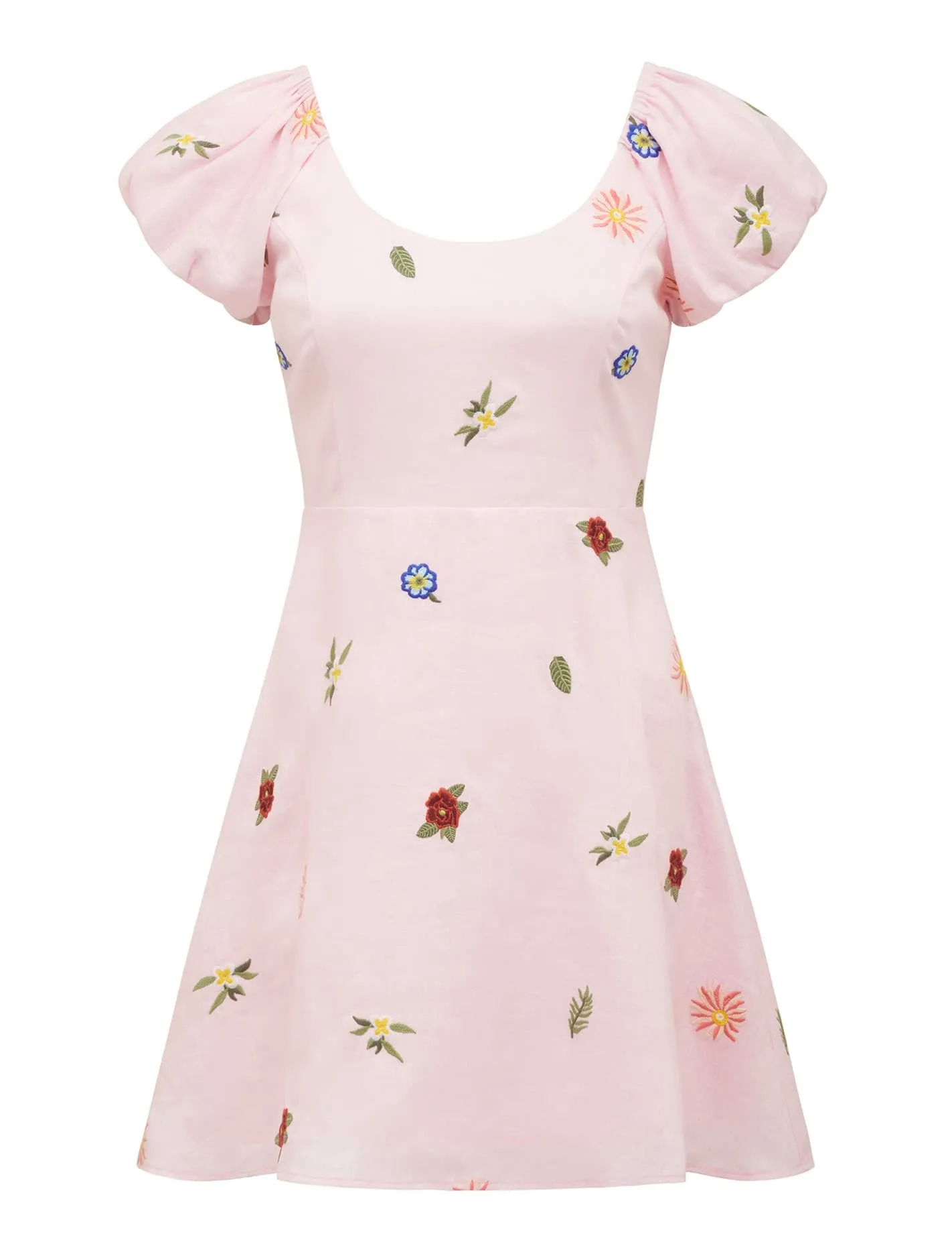 Clara Embroidered Linen Mini Dress