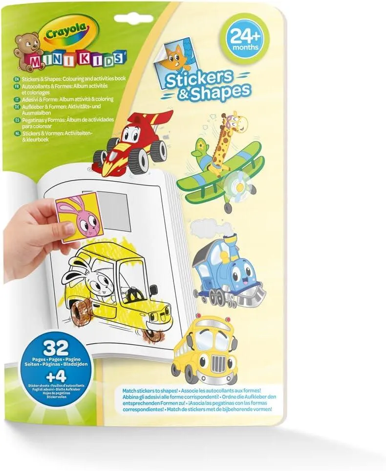 Crayola Mini Kids Sticker Album & Extravagant Vehicle Shapes, 32 Colouring Pages and 4 Sheets of Stickers