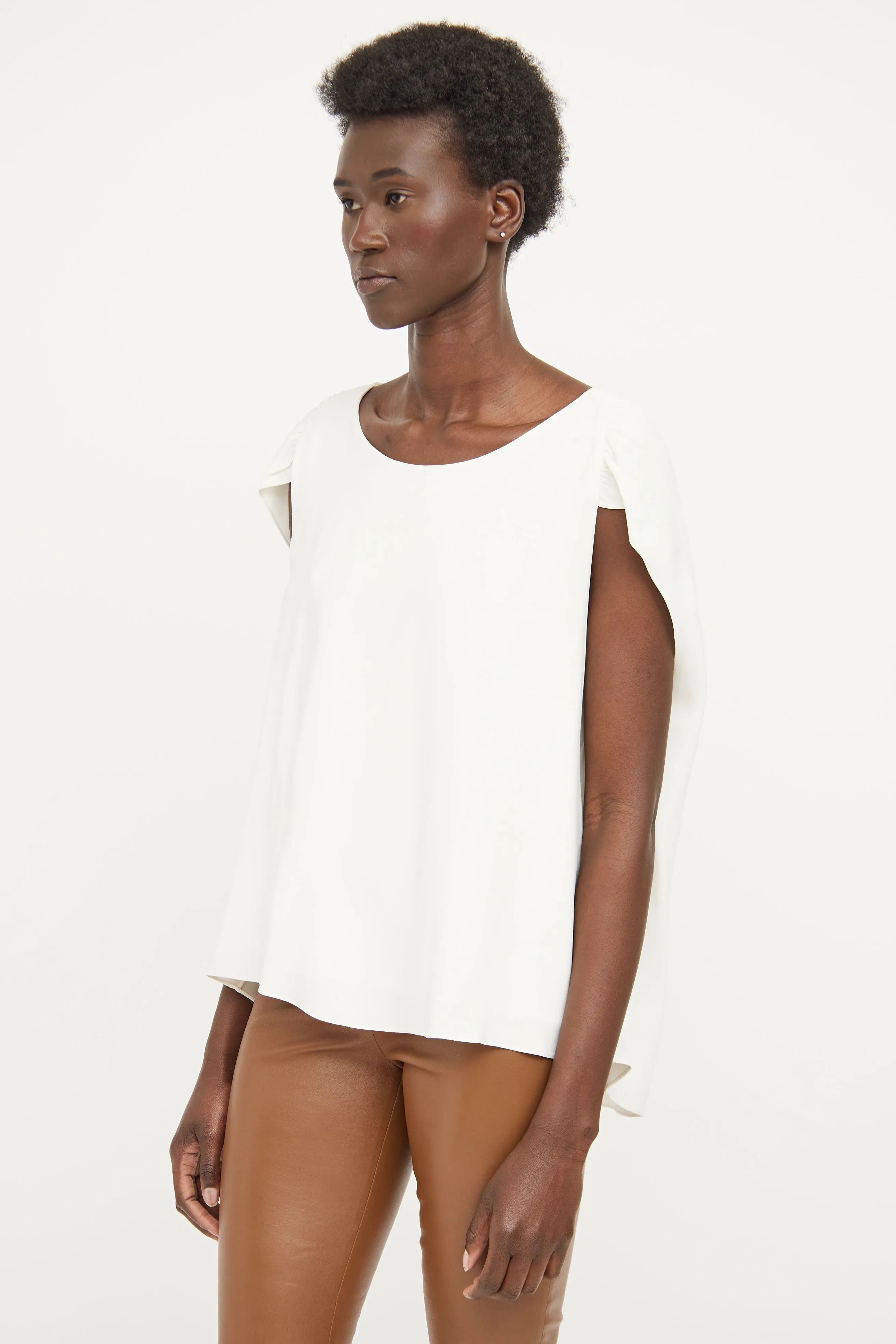 Cream Layered Short Sleeve Top