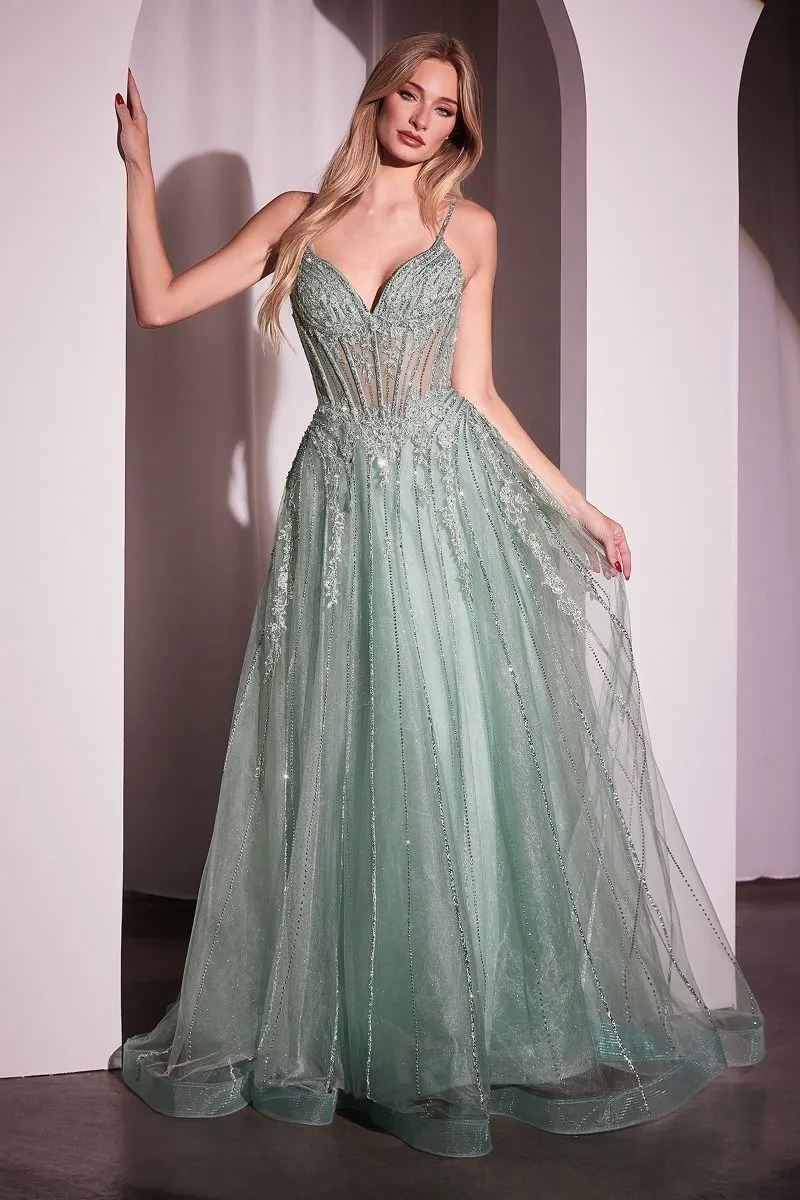 Crystal Embellished A-Line Tulle Dress