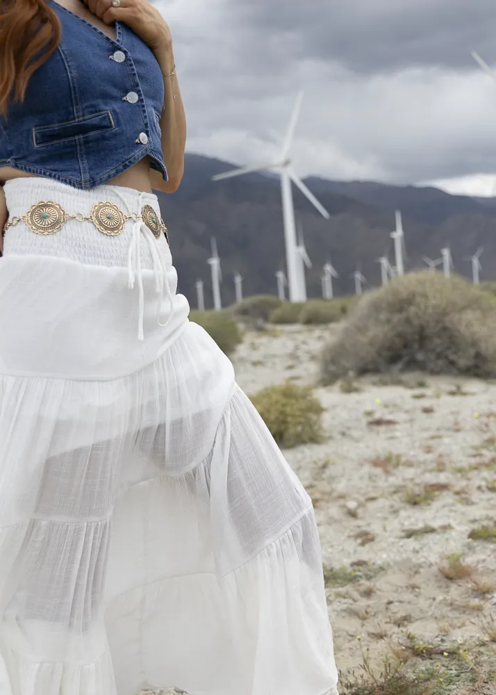 Easy Breezy Tiered Maxi Skirt in White