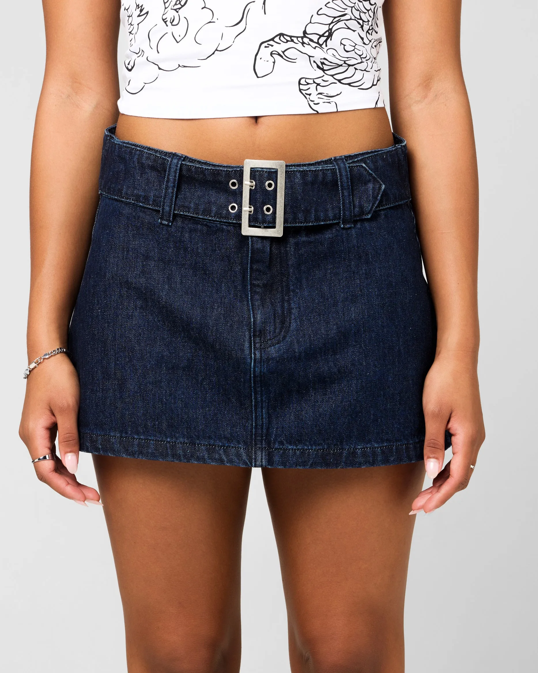 Ed Hardy Women's Denim Mini Skirt Raw Indigo