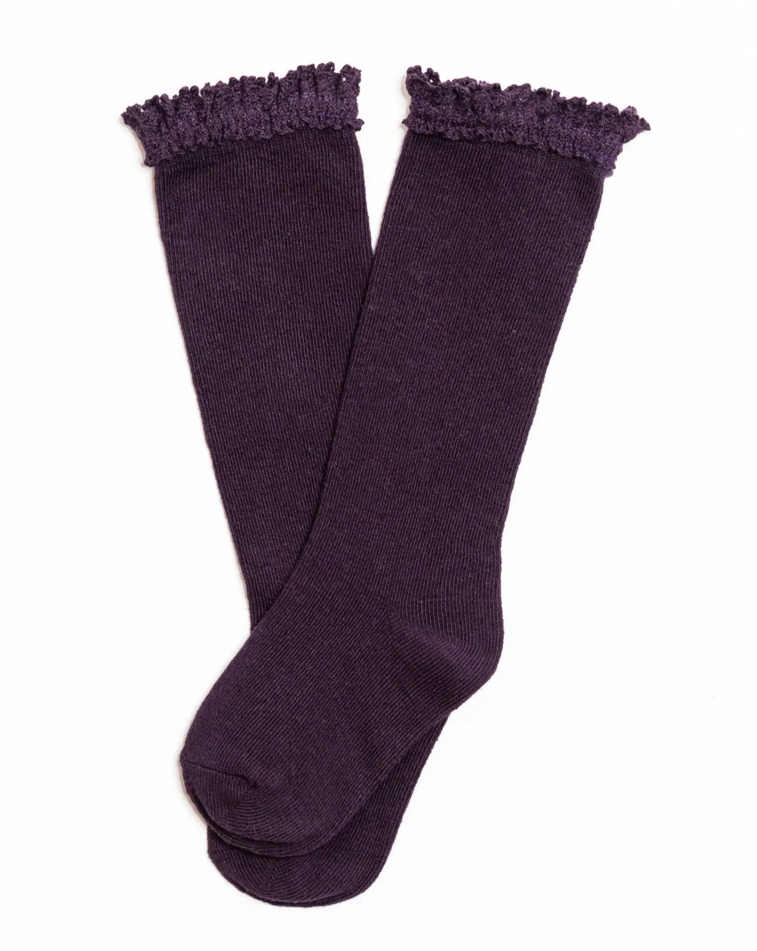 Eggplant Lace Top Knee Highs