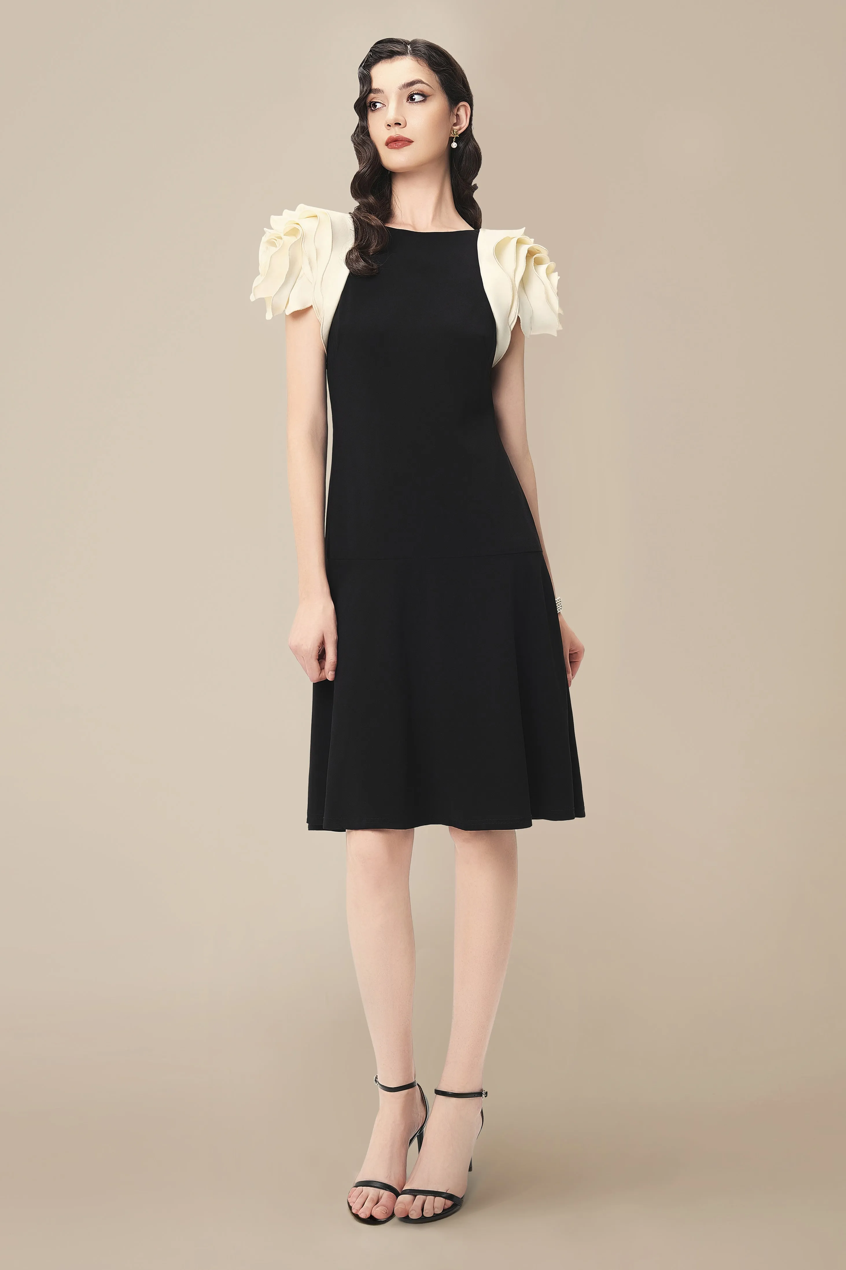 Elegant H-Line Drop Waist Flowing Cocktail Dress